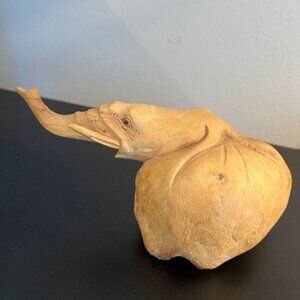 Unique Vintage Hand Carved Wood Elephant.